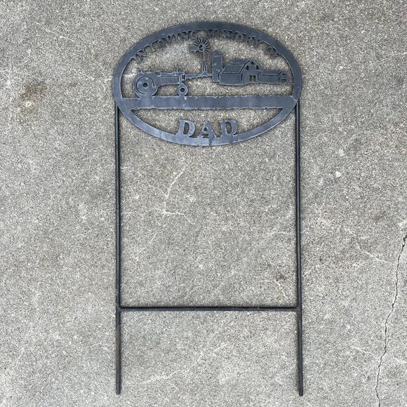 "IN LOVING MEMORY DAD" Metal Sign with Stakes Remembrance Loved Ones Farming - Picture 2 of 8